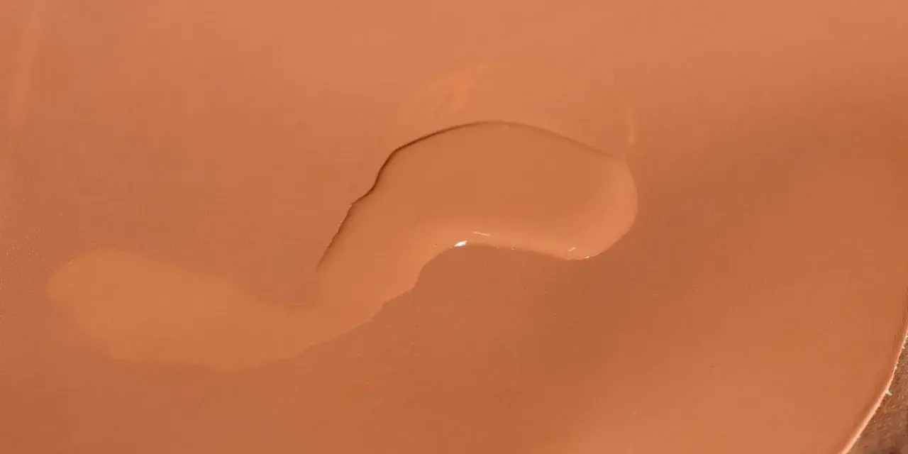 Ein großer, unregelmäßiger Wasserfleck auf einer braunen Oberfläche. Tipps zum wasserflecken entfernen.