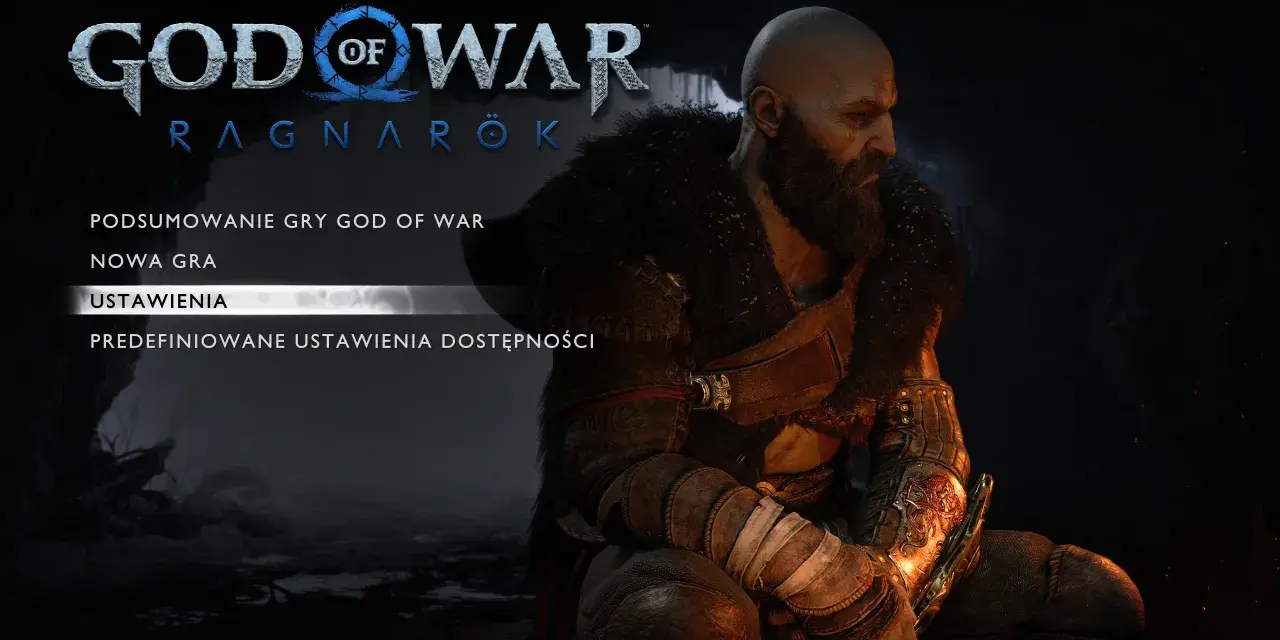 Kratos w menu gry God of War Ragnarök. Ten poradnik pomoże Ci przejść grę.
