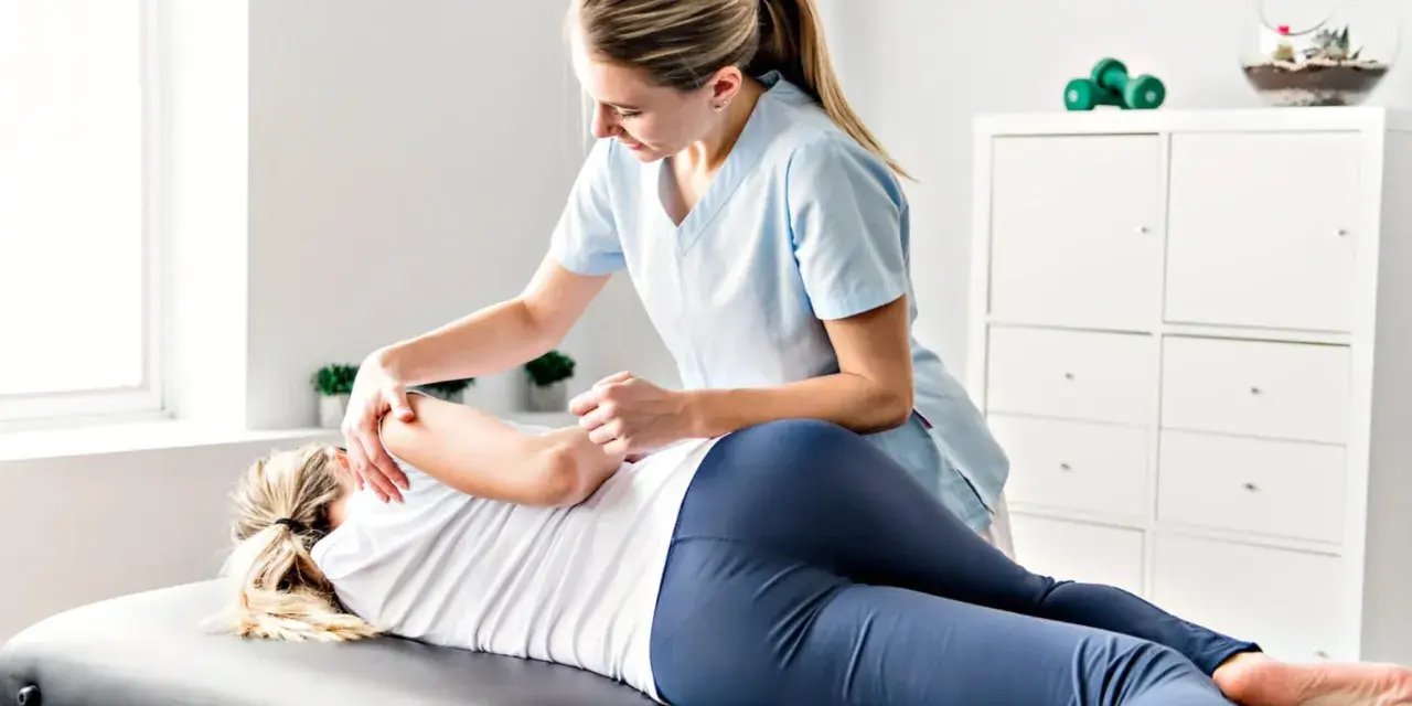 Physiotherapeutin behandelt Patientin am Rücken. Hier wird gezeigt, was bei Physiotherapie gemacht wird: gezielte manuelle Therapie zur Linderung von Schmerzen und Verbesserung der Beweglichkeit.