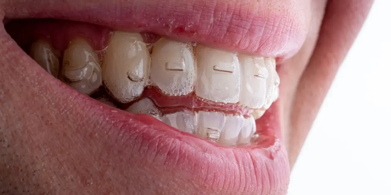 Uśmiech z przezroczystymi nakładkami Invisalign. Zastanawiasz się nad Invisalign cena? To inwestycja w prosty zgryz.