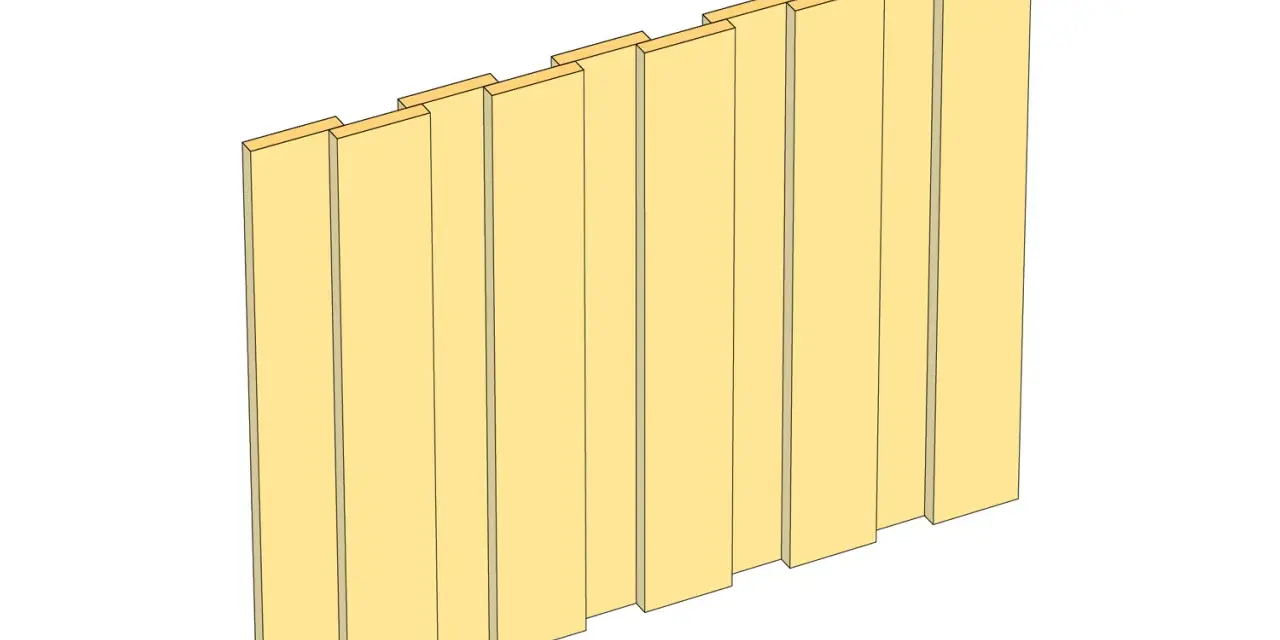 En illustration av en vägg klädd med gammaldags lockpanel i ljusgult.