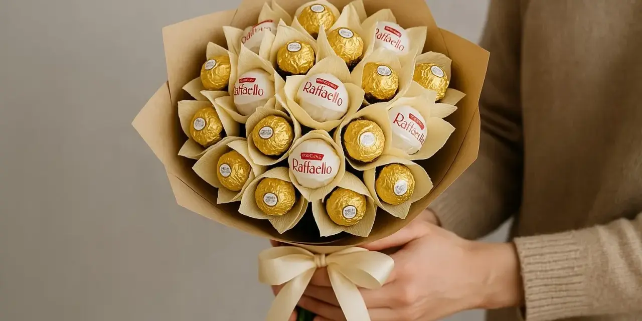Wyjątkowy bukiet z czekoladek Raffaello, idealny na prezent.