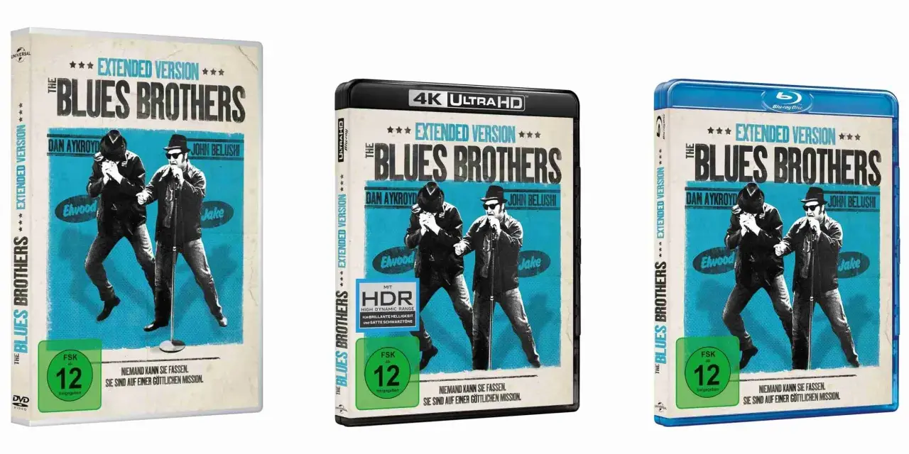 Die "Blues Brothers" Extended Version auf DVD, 4K UHD und Blu-ray. Ob es die Blues Brothers wirklich gab, ist eine Frage für die Fans.