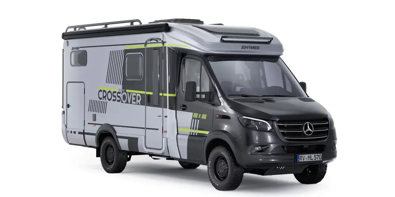 En Hymer Duomobil Crossover, redo för äventyr. Denna husbil kombinerar komfort med terrängkapacitet.