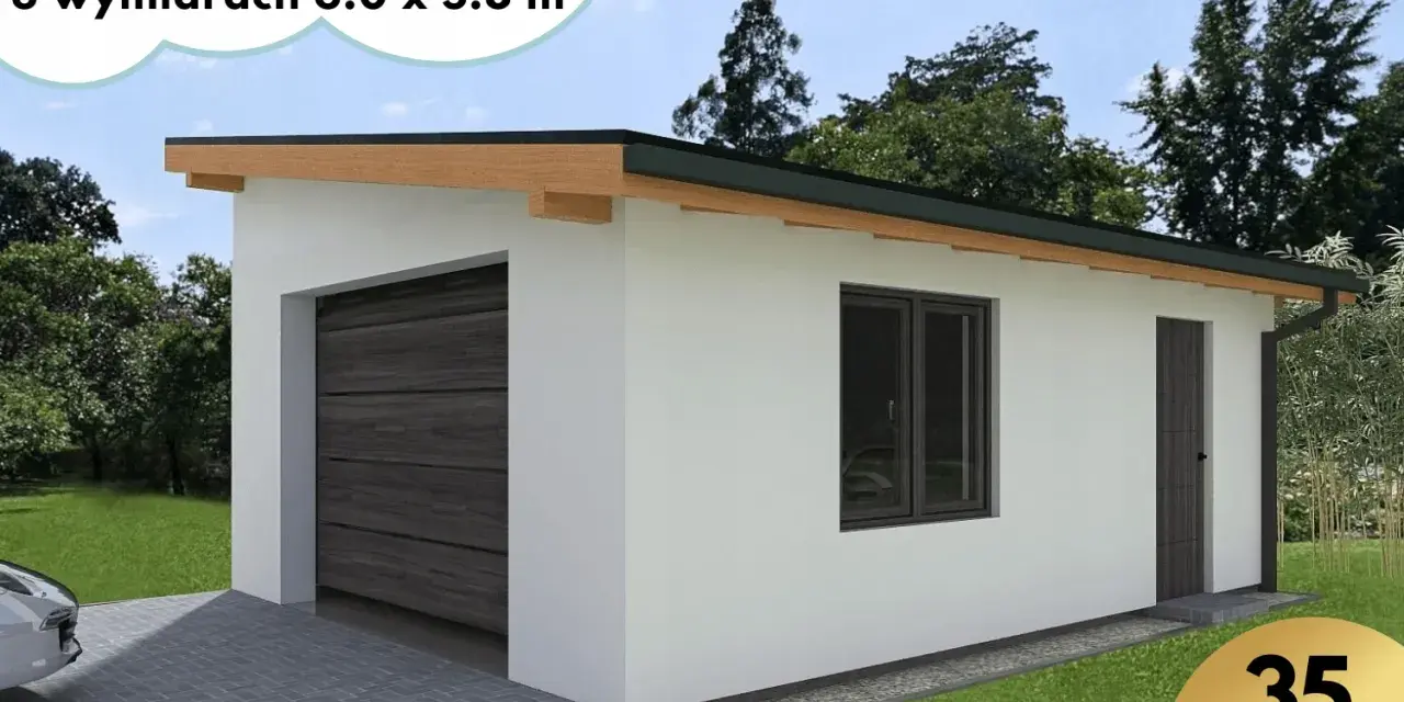 Nowoczesny garaż murowany 6x5.8m, 35m2. Sprawdź, ile kosztuje garaż murowany i zyskaj przestrzeń dla swojego auta.