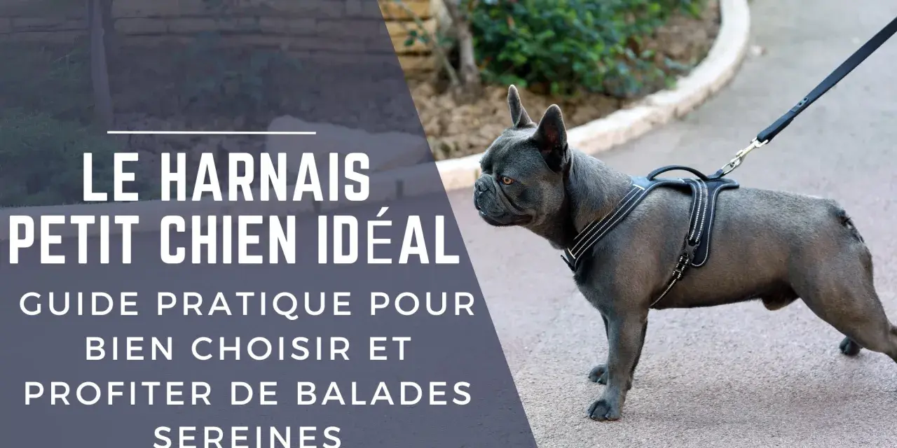 Un bouledogue français porte un harnais confortable pour chien, prêt pour une promenade sereine.