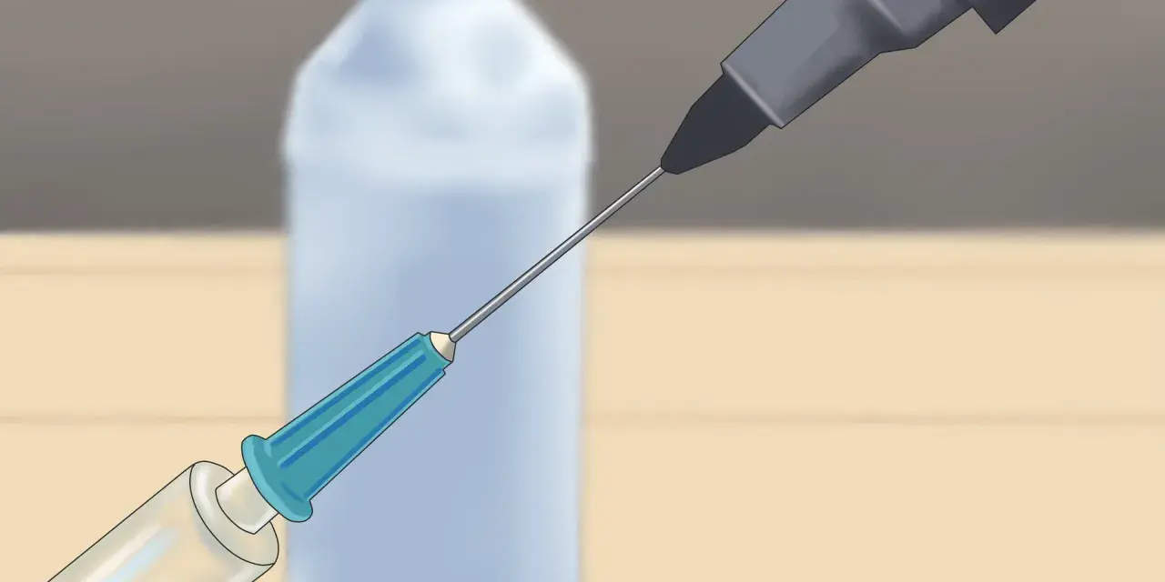 Jeringa con tinta lista para rellenar un subrayador seco.