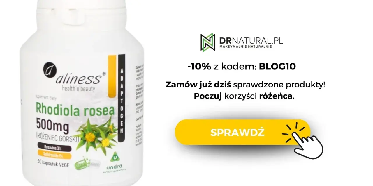 Opakowanie suplementu diety z różeńcem górskim 500mg. Sprawdź dawkowanie i poczuj korzyści.