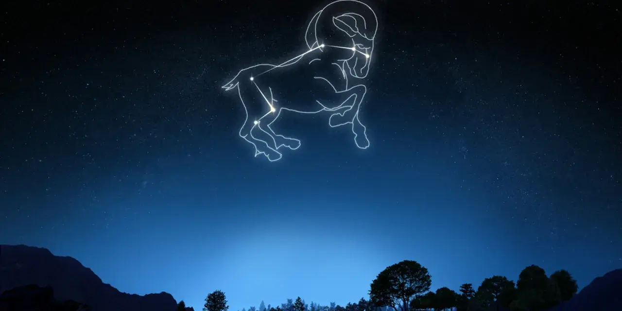 Gwiazdozbiór Barana na nocnym niebie. 1 kwietnia jaki to znak zodiaku? To Baran, symbolizujący początek wiosny i nowych wyzwań.