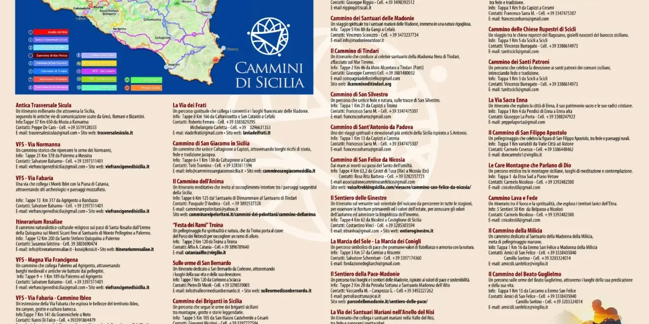 Mappa dei cammini di Sicilia: un viaggio a piedi tra storia, fede e natura. Scopri il tuo cammino siciliano!