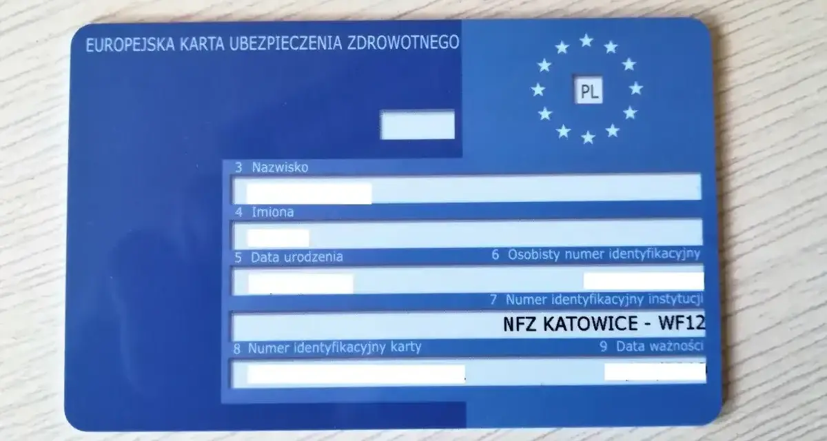 Europejska Karta Ubezpieczenia Zdrowotnego (EKUZ) z datą ważności. Ważna dla podróżujących po UE.
