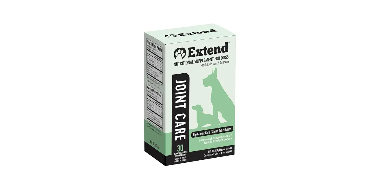 Opakowanie suplementu Extend Joint Care dla psów. Wiele osób szuka opinii o cartexan 400 mg, ten produkt może być alternatywą.