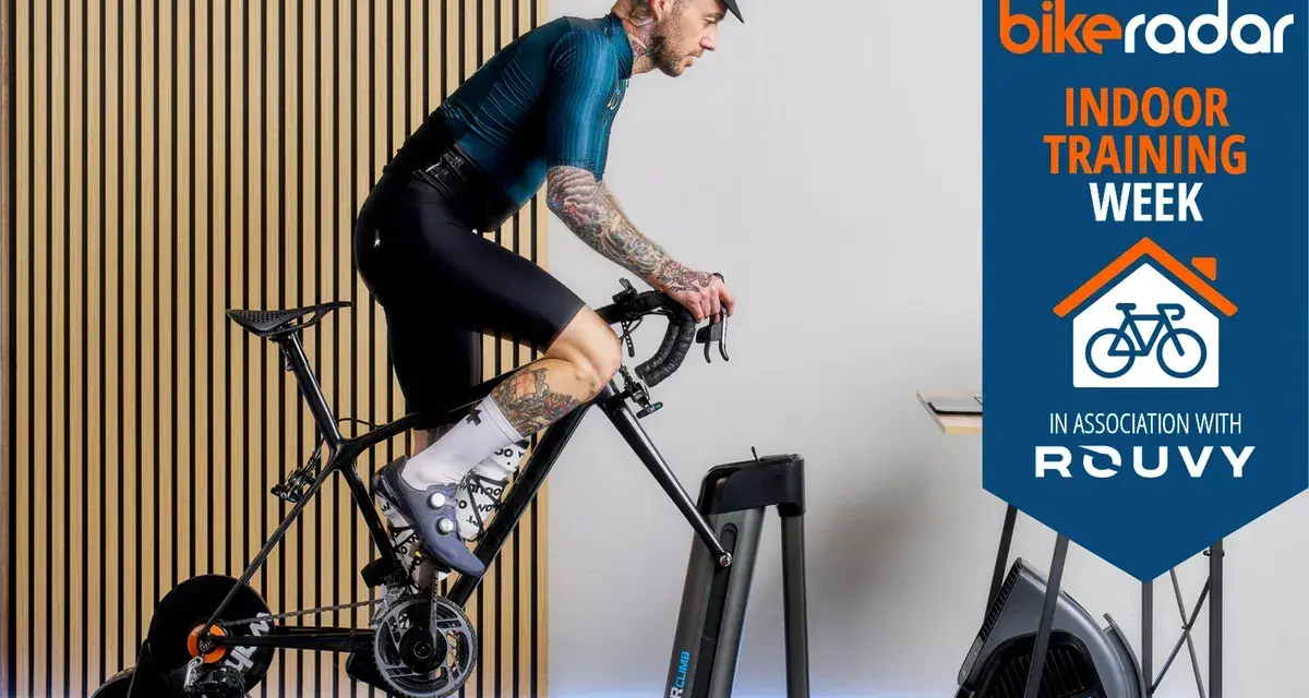 Man on a bike roller trainer, part of BikeRadar's Indoor Training Week.