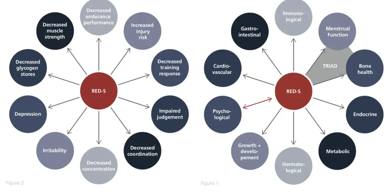 Le syndrome RED-S affecte la performance et la santé, causant fatigue, blessures, troubles psychologiques et hormonaux.