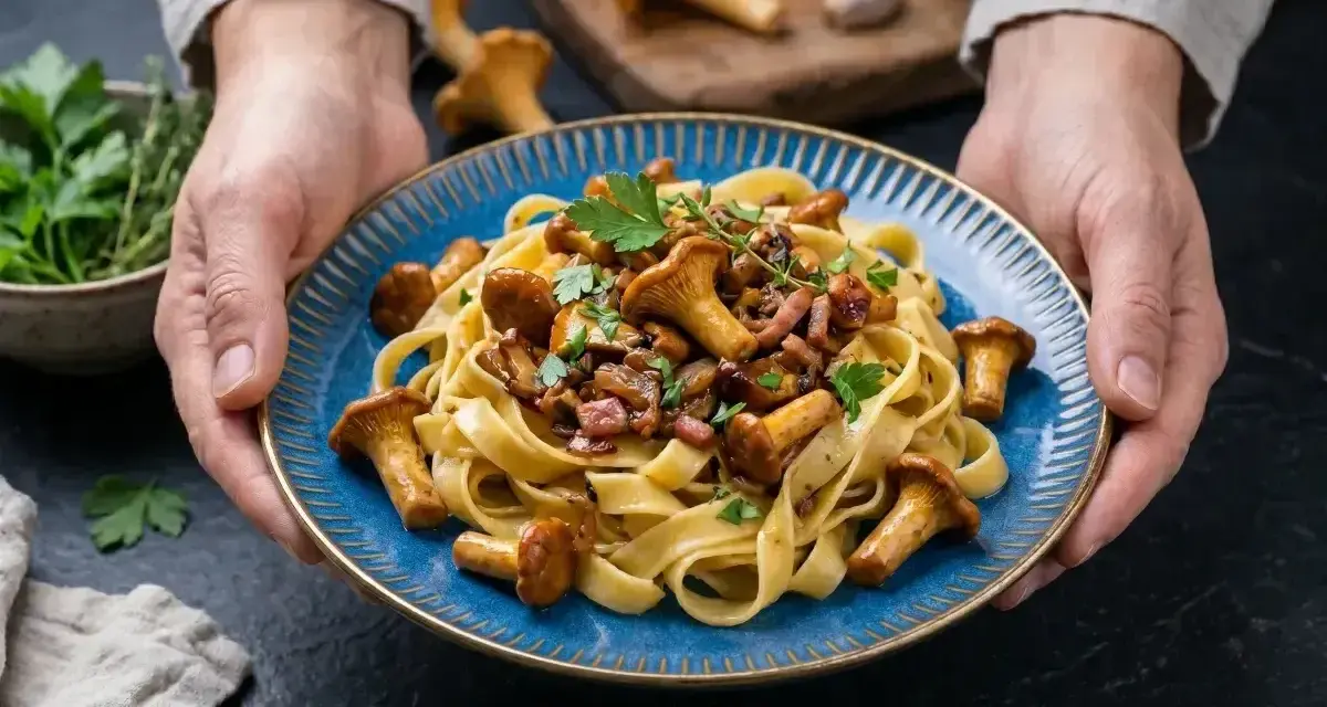 Pyszne fettuccine z kurkami i boczkiem, idealne na jesienny obiad. Prosty przepis na makaron z grzybami.