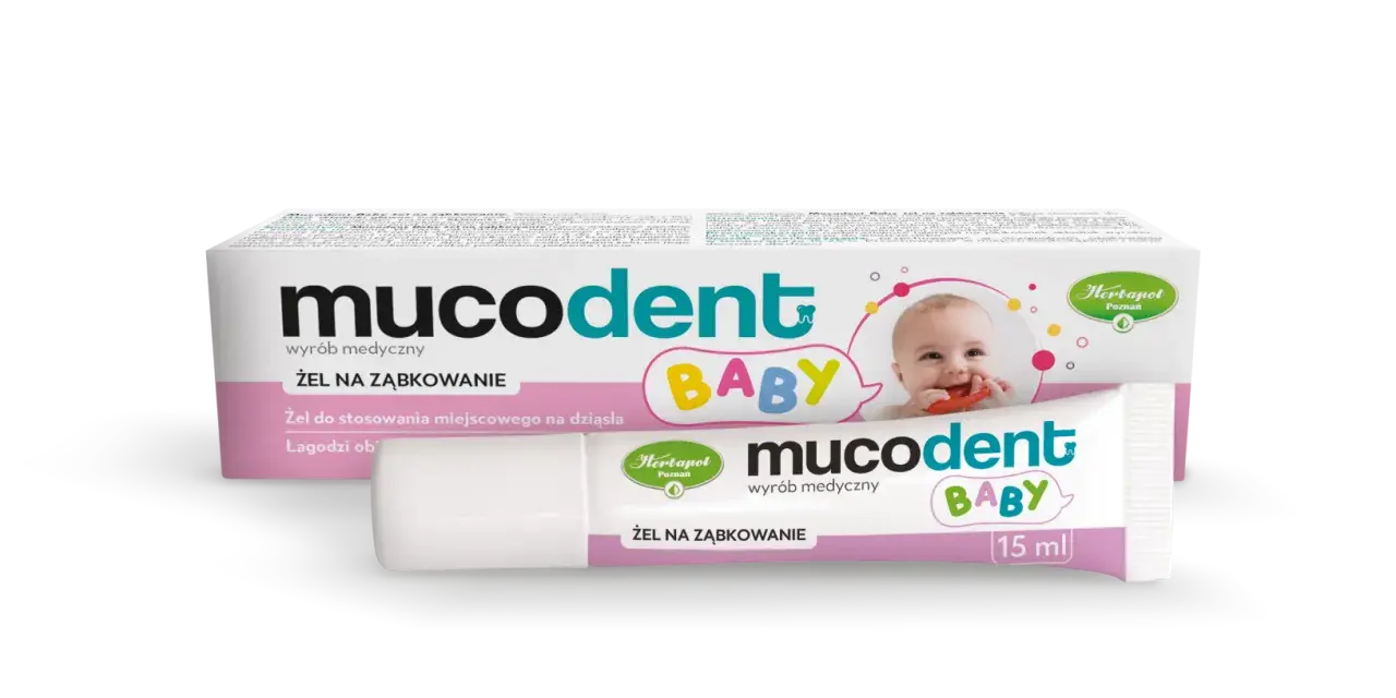 Żel Mucodent Baby na ząbkowanie, łagodzi dziąsła maluszka. Idealny podczas ząbkowania.