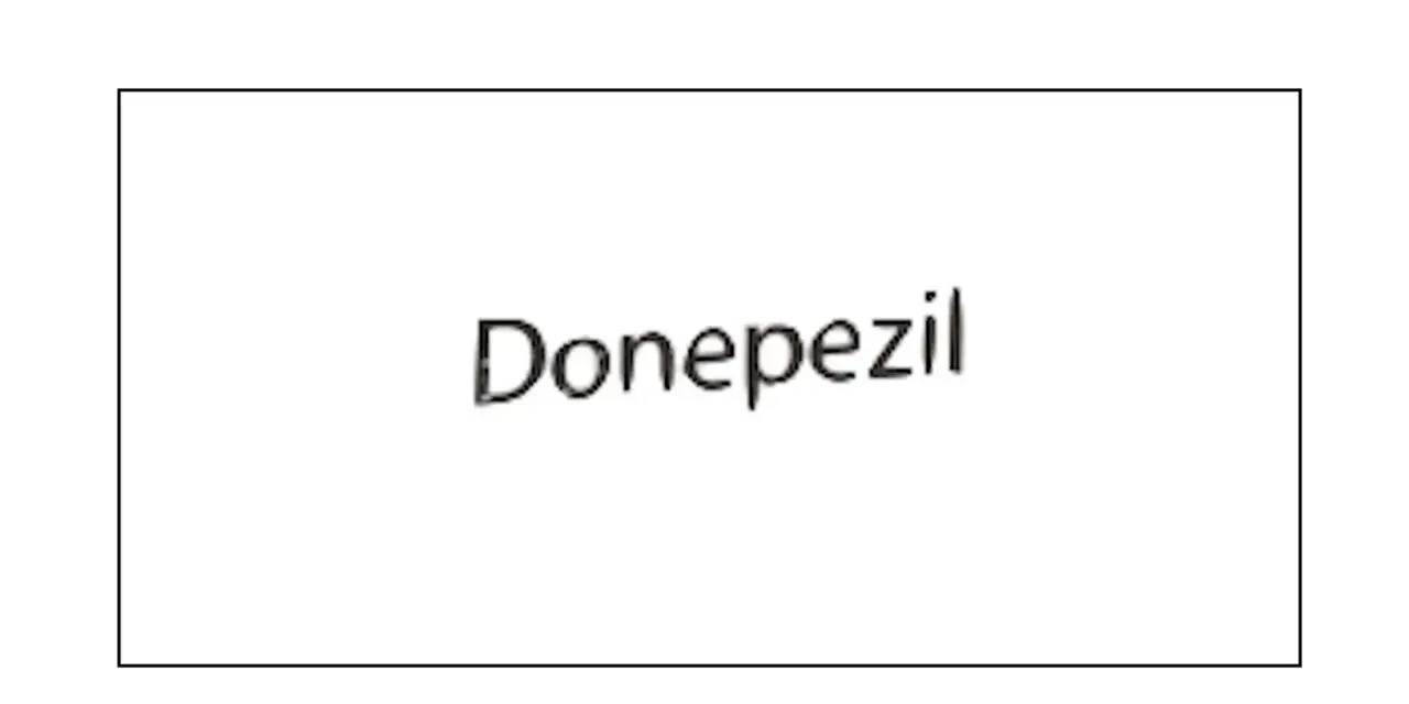 Napis "Donepezil" na białym tle.