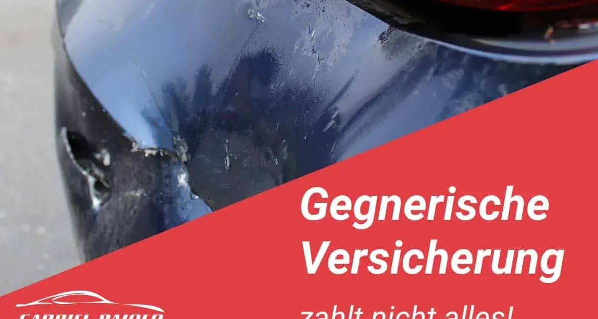 Beschädigter blauer Kotflügel. Die gegnerische Versicherung zahlt nicht alles! Logo von Gabriel Raiolo, Kfz-Sachverständiger.