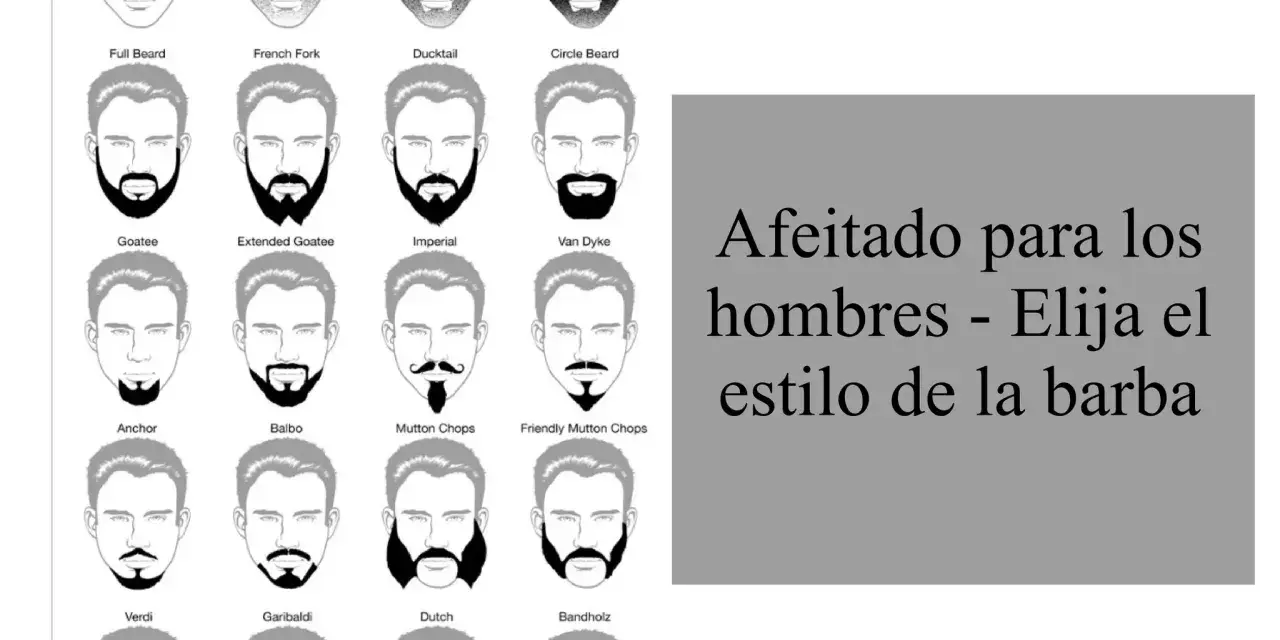 Ilustraciones de estilos de barba para hombres, desde afeitado hasta barba completa. Elige tu estilo de barba.