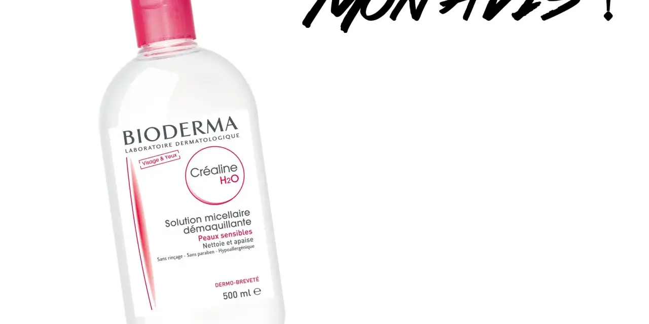 Flacon d'eau micellaire Bioderma Créaline H2O pour peaux sensibles, nettoie et apaise. Mon avis sur ce produit culte !