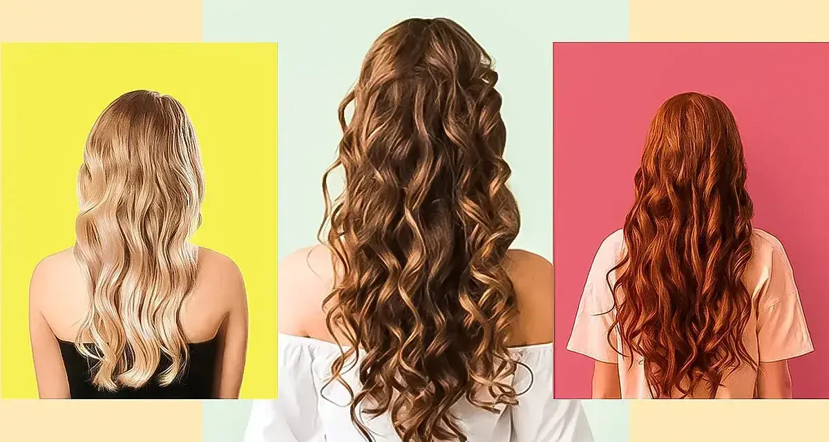 Trzy kobiety prezentują piękne, falowane włosy: blond, brązowe i rude. Każda fryzura jest unikalna.