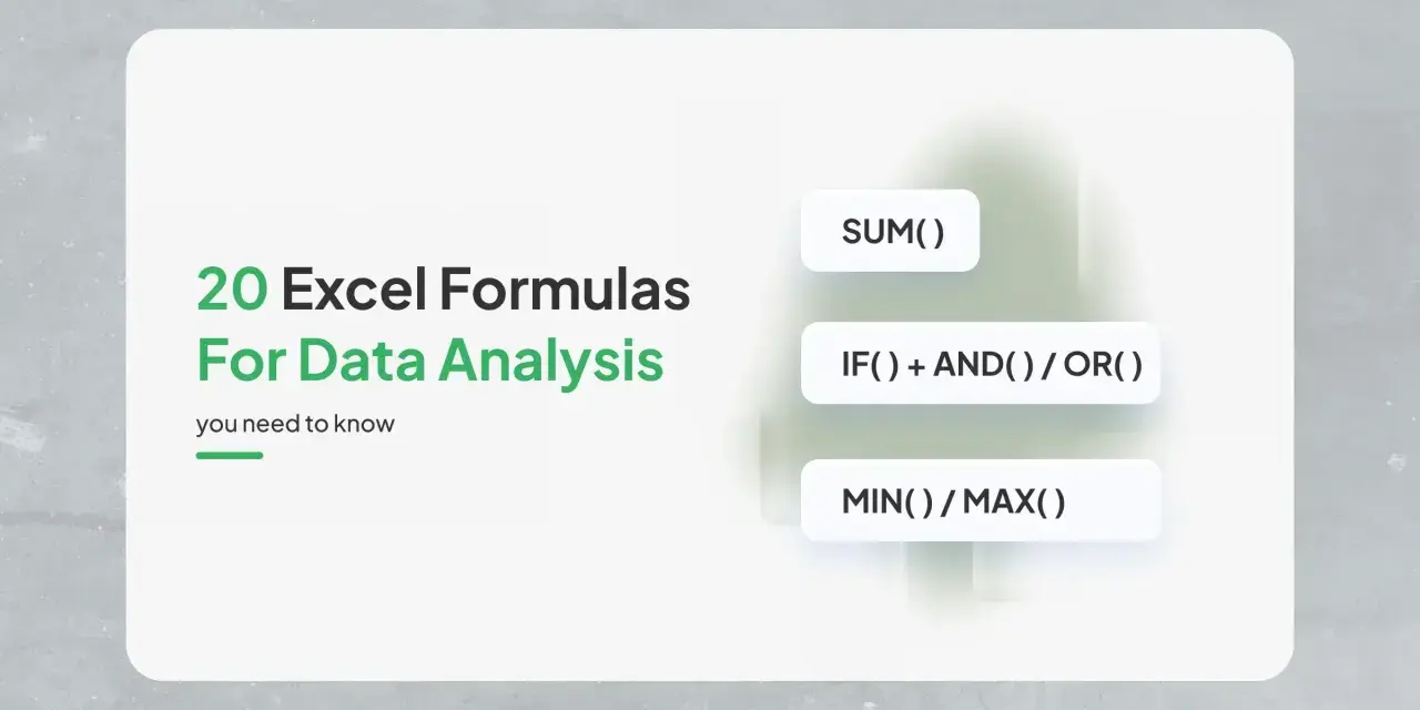 20 formule Excel per analisi dati: SUM(), IF(), AND(), OR(), MIN(), MAX(). Una tabella essenziale per chi lavora con i numeri.