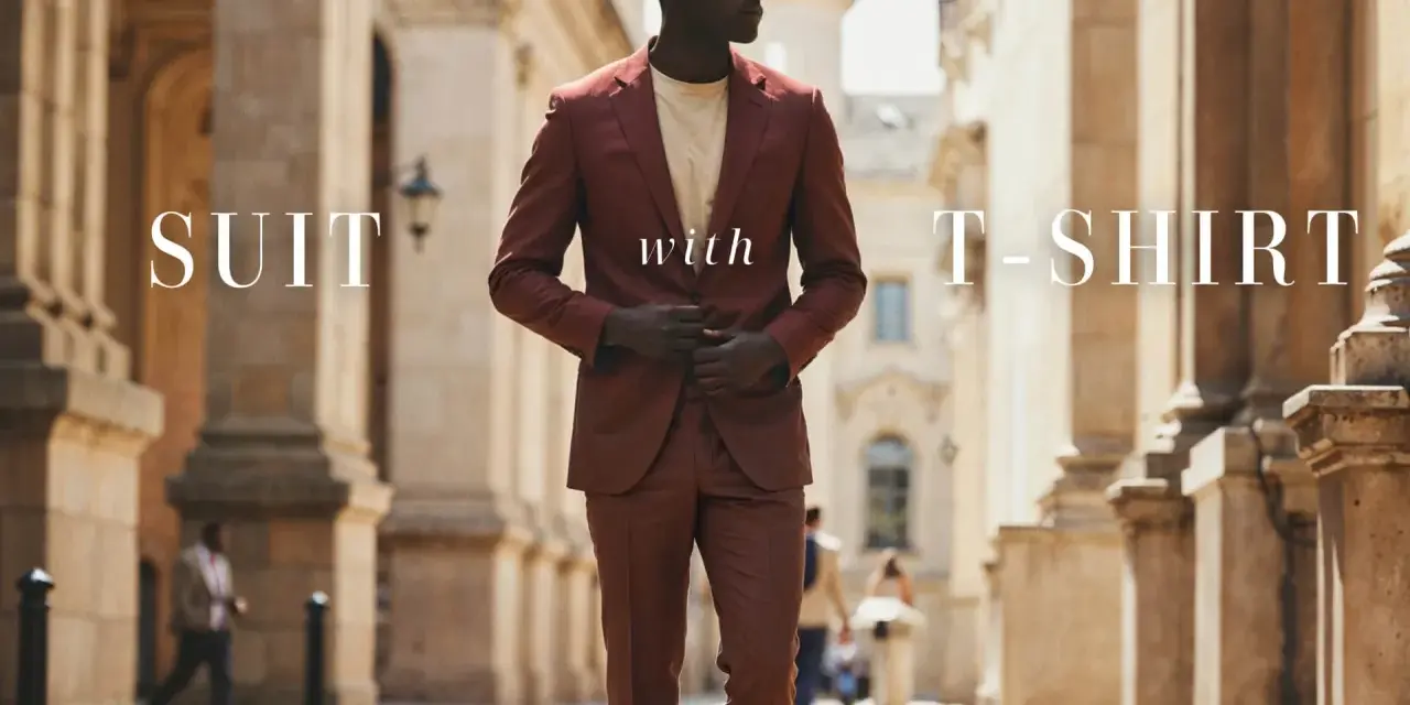 Uomo con abbinamento giacca t-shirt, un look moderno ed elegante per le strade della città.