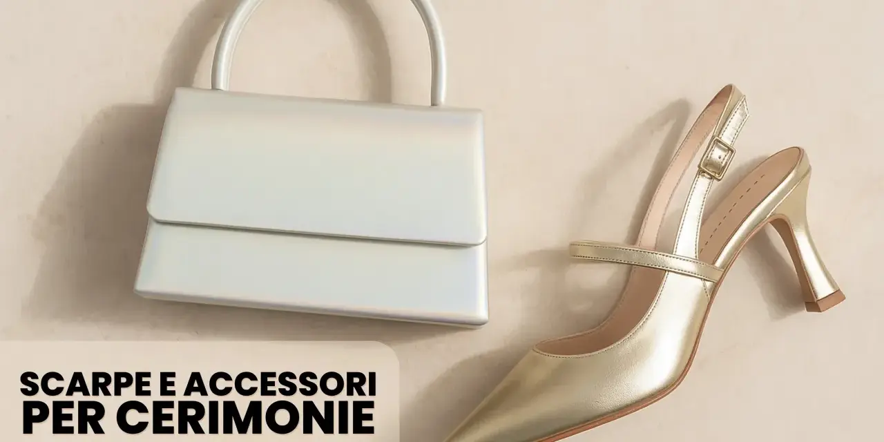 Borsa argento e scarpa oro, un perfetto abbinamento scarpe e borsa cerimonia per un look elegante.