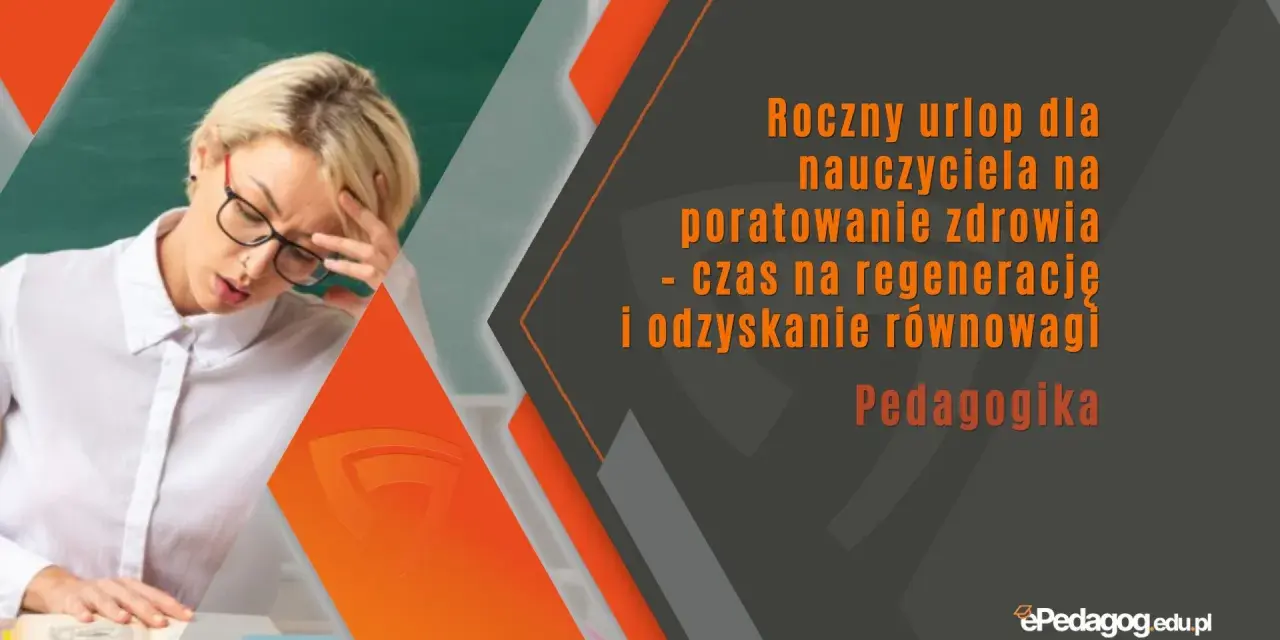 Zmęczona nauczycielka z bólem głowy. Roczny urlop dla poratowania zdrowia to czas na regenerację i odzyskanie równowagi. Pedagogika.