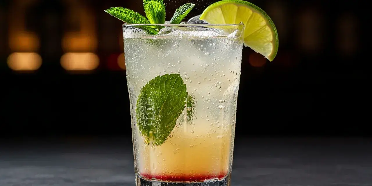 En uppfriskande drink med mynta, lime och en hint av rött, kanske en Fidel Castro drink.