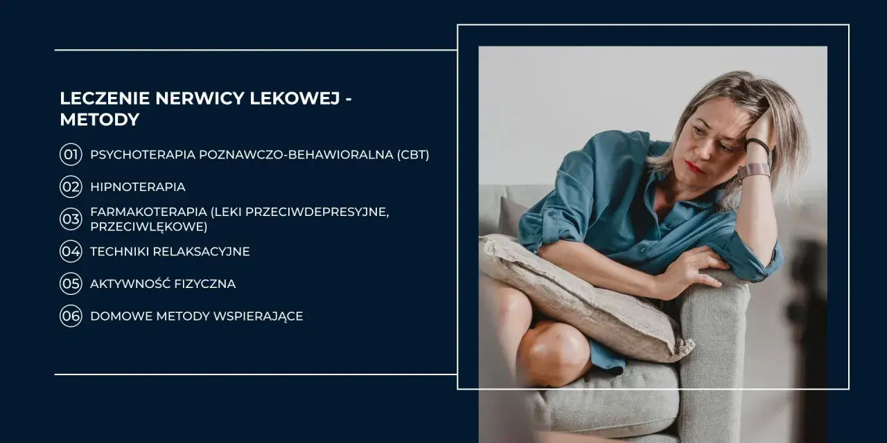 Kobieta siedząca na kanapie z ręką na czole, wygląda na zmartwioną.