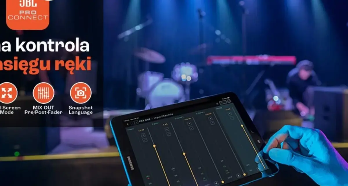 Pełna kontrola nad dźwiękiem na scenie dzięki aplikacji JBL Pro Connect. Steruj miksem, zapisuj ustawienia i ciesz się muzyką.