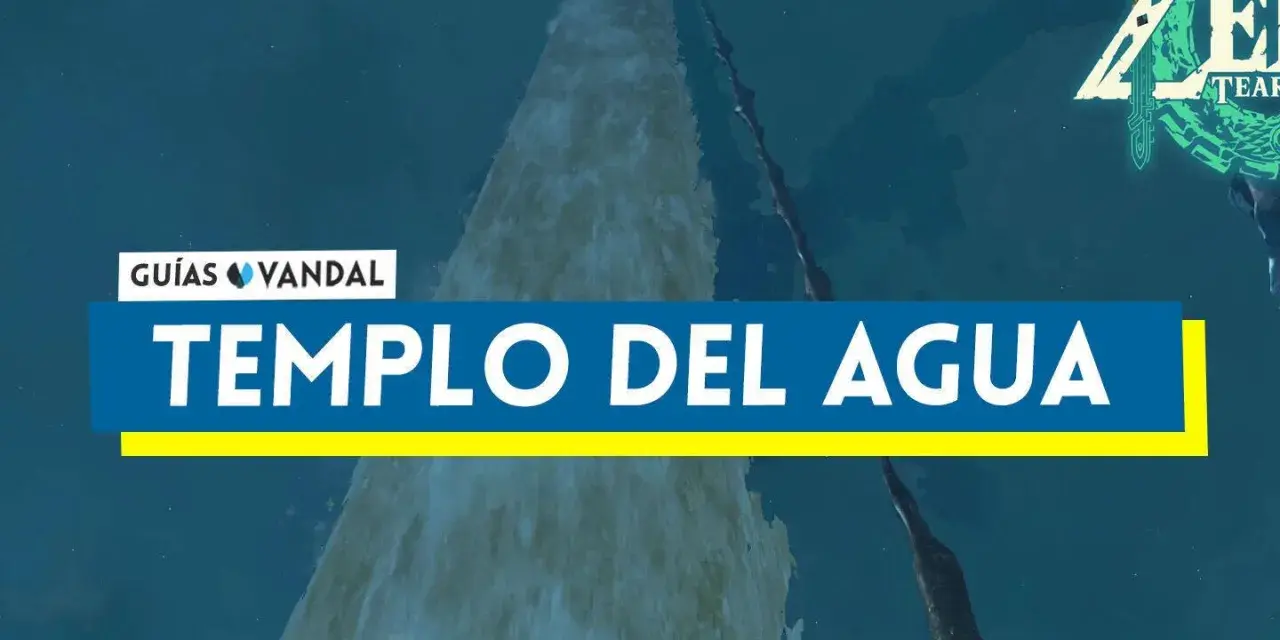 El templo del agua en Zelda Tears of the Kingdom se alza imponente, una cascada gigante que desafía la gravedad.