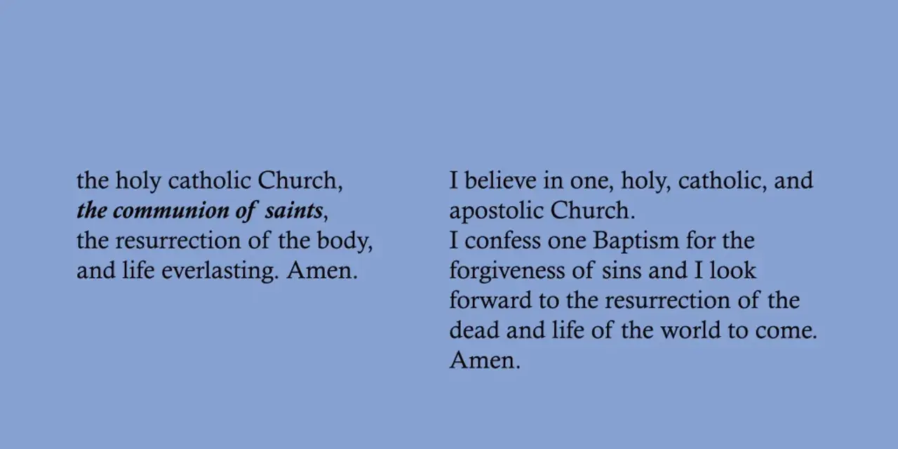 Comparing the Apostles Creed vs Nicene Creed, showing text for both.