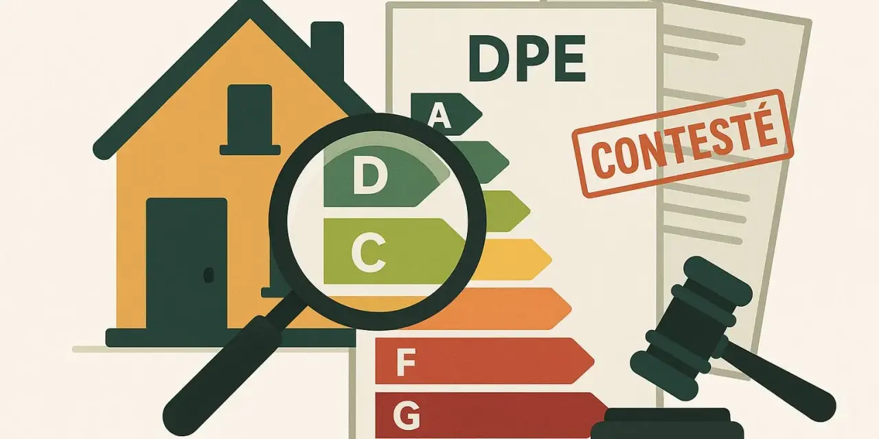 Maison sous loupe, DPE contesté, marteau de juge. Illustration de jurisprudence DPE erroné.