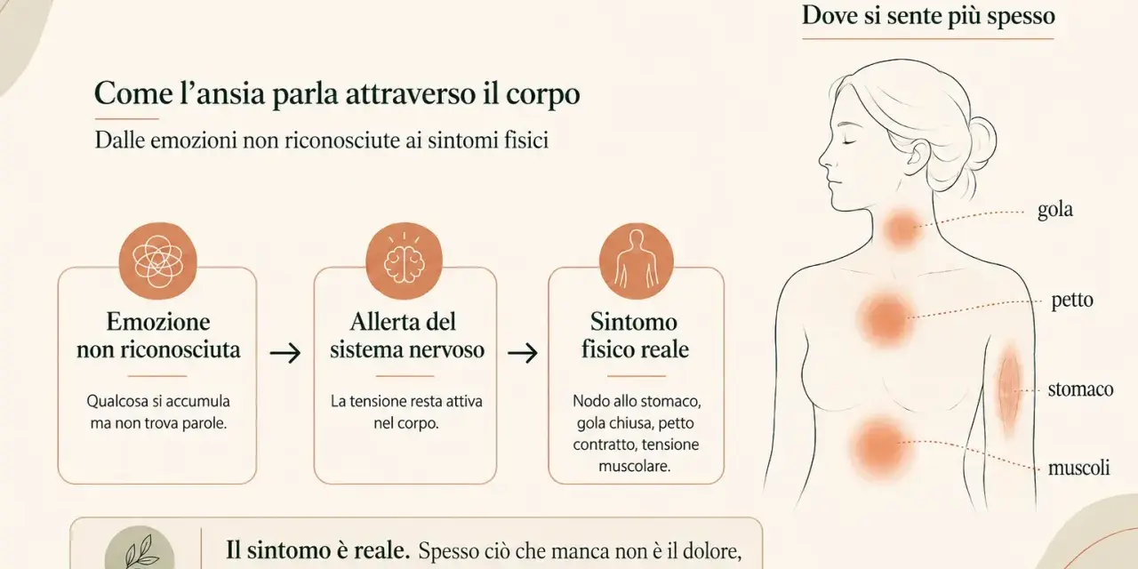 Il corpo parla: come le emozioni non riconosciute si trasformano in sintomi fisici, mostrando come somatizzare lo stress.