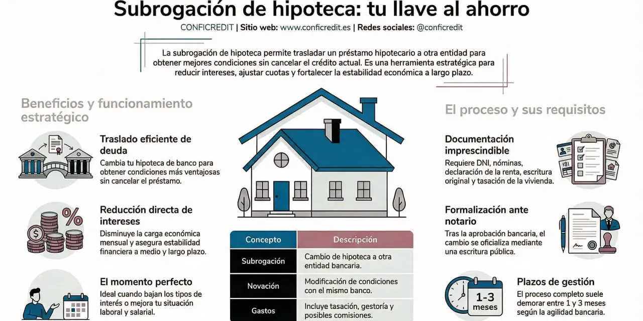 La subrogación de hipoteca es trasladar tu préstamo a otra entidad para mejores condiciones. Ahorra en intereses y cuotas.