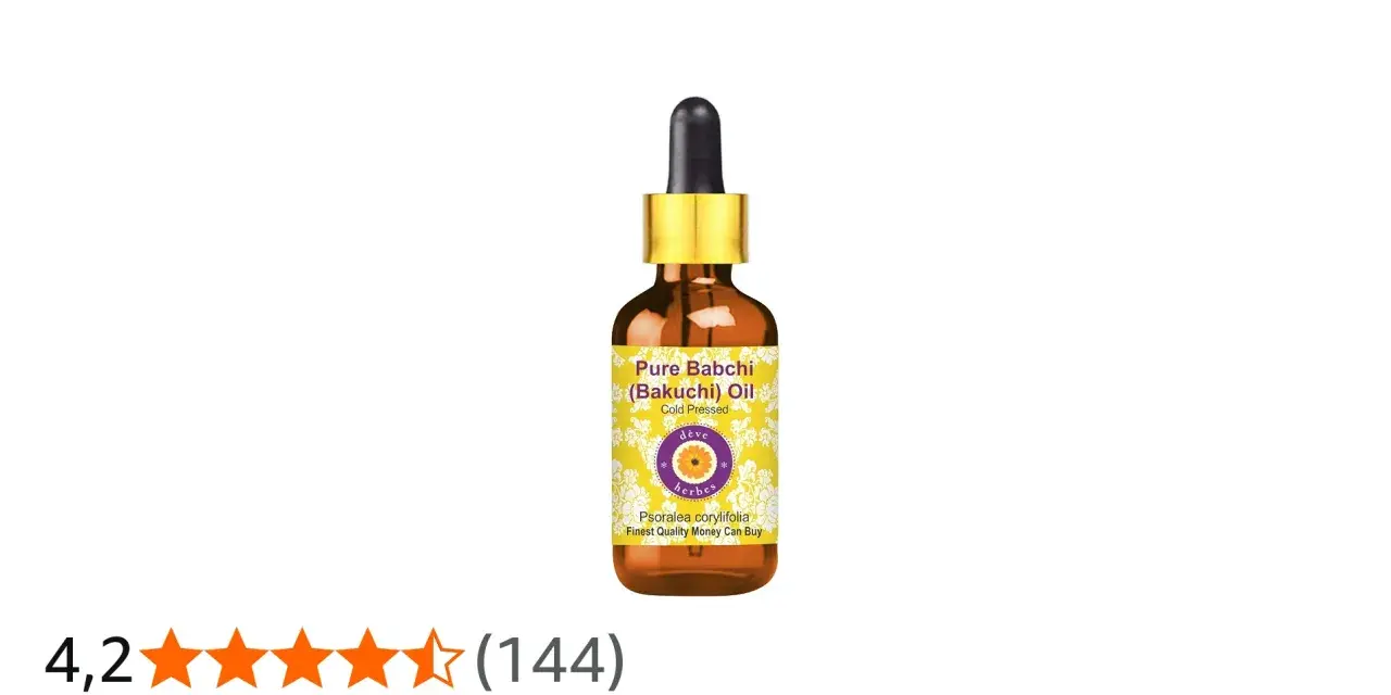 Olio puro di Babchi (Bakuchi) da Psoralea corylifolia, spremuto a freddo, in flacone con contagocce.
