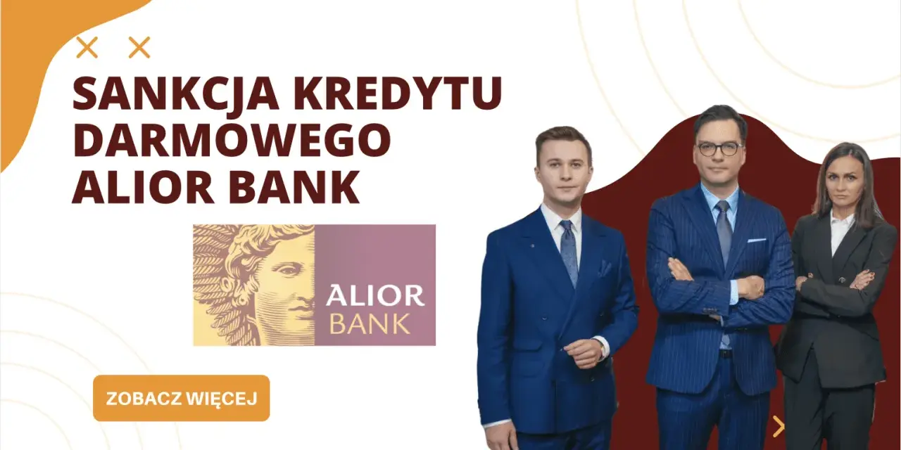 Sankcja kredytu darmowego Alior Bank. Trzy osoby w garniturach stoją obok siebie.