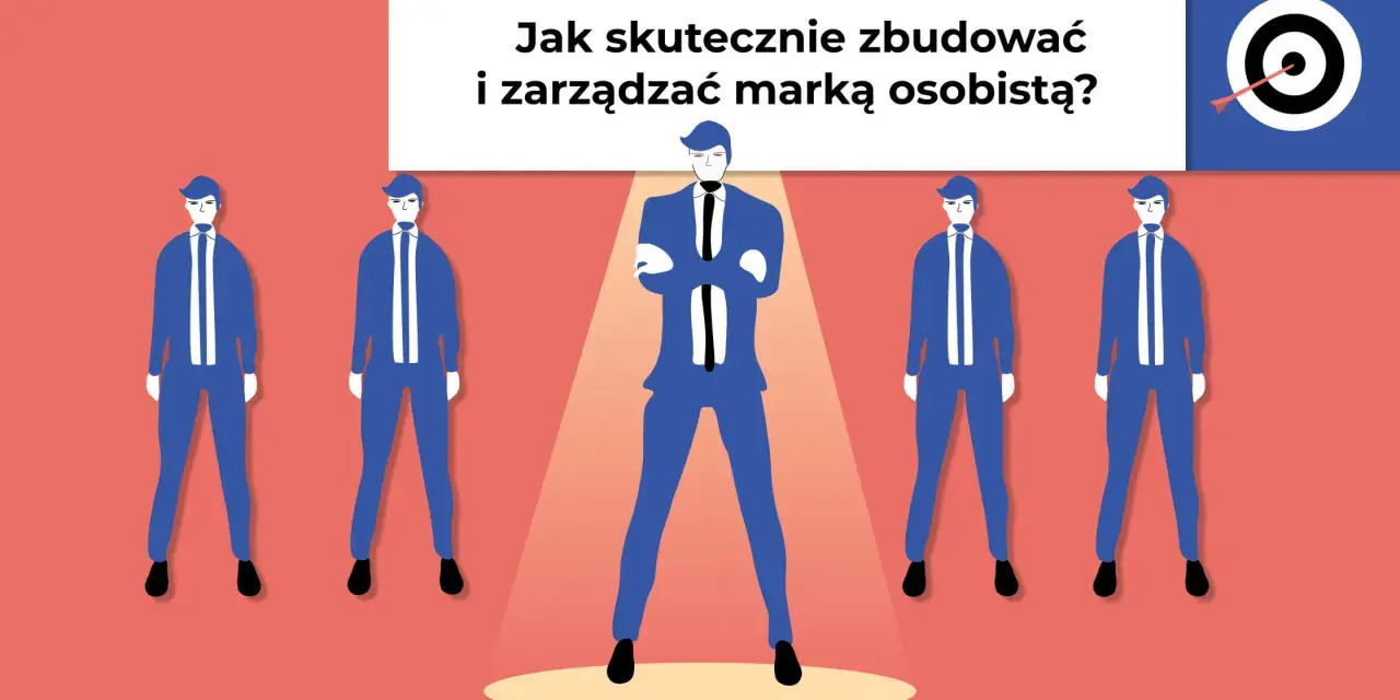 Skuteczne budowanie marki osobistej: lider w centrum uwagi, otoczony przez podobne sylwetki. Cel osiągnięty!