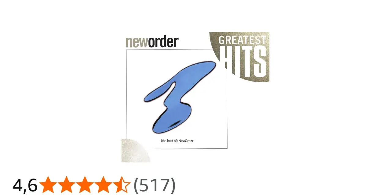 Okładka kompilacji "Greatest Hits" zespołu New Order. Znajdują się na niej charakterystyczne, niebieskie logo zespołu i tytuł.