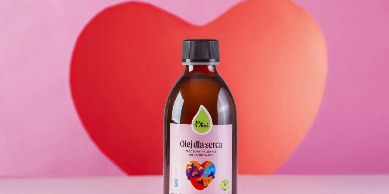 Olej Olini "Olej dla serca" – naturalne wsparcie w obniżaniu cholesterolu. Tłoczony na zimno, nierafinowany.