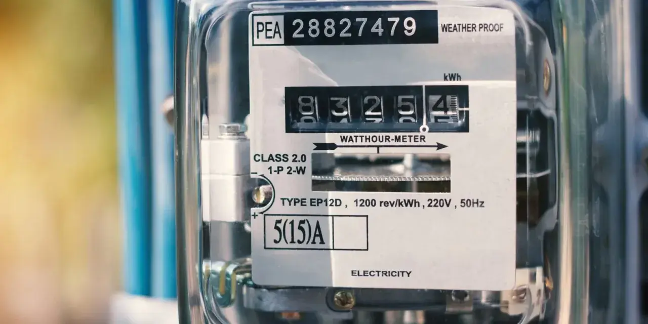 Licznik energii elektrycznej z widocznym odczytem 83254 kWh. Czyżby zapowiadał wysoki rachunek za prąd?