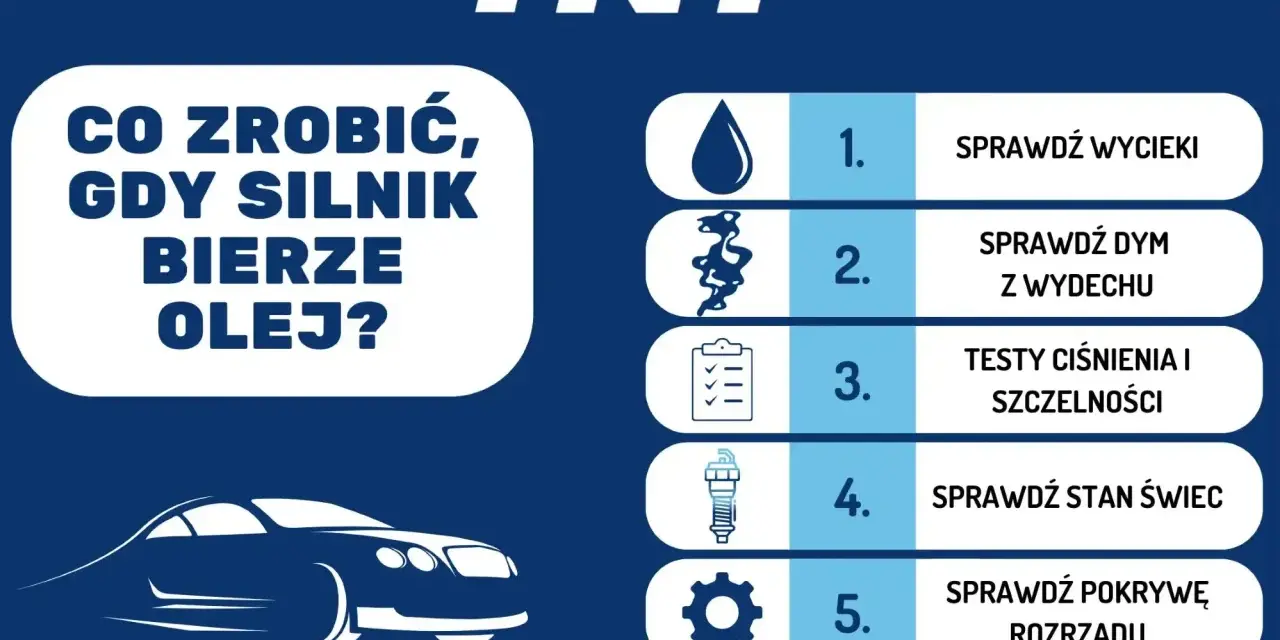 Co zrobić, gdy silnik bierze olej? Sprawdź wycieki, dym z wydechu, ciśnienie, świece i pokrywę rozrządu.