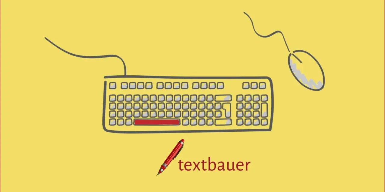 Ein Stift und eine Tastatur mit Maus, bereit für den textbauer, der mit einem geschützten Leerzeichen beginnt.