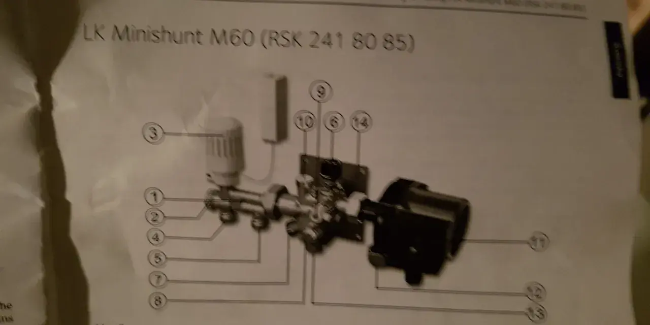 Schema över LK Minishunt M60 (RSK 241 80 85) för golvvärmesystem.