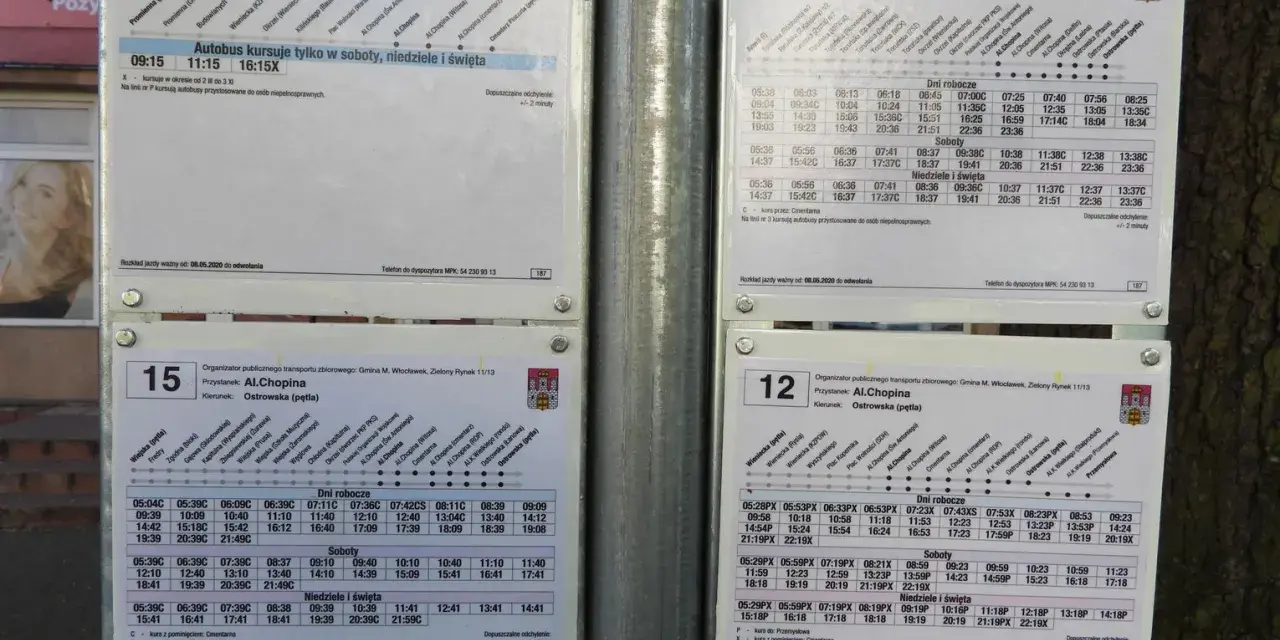 Rozkład jazdy MPK Włocławek dla linii 3, 12, 15 i P. Sprawdź godziny odjazdów autobusów w dni robocze, soboty i święta.