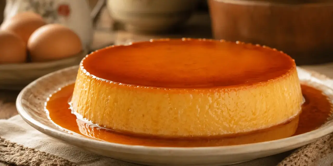 Delicioso flan de huevo casero con caramelo líquido. Una receta clásica que evoca recuerdos de infancia.