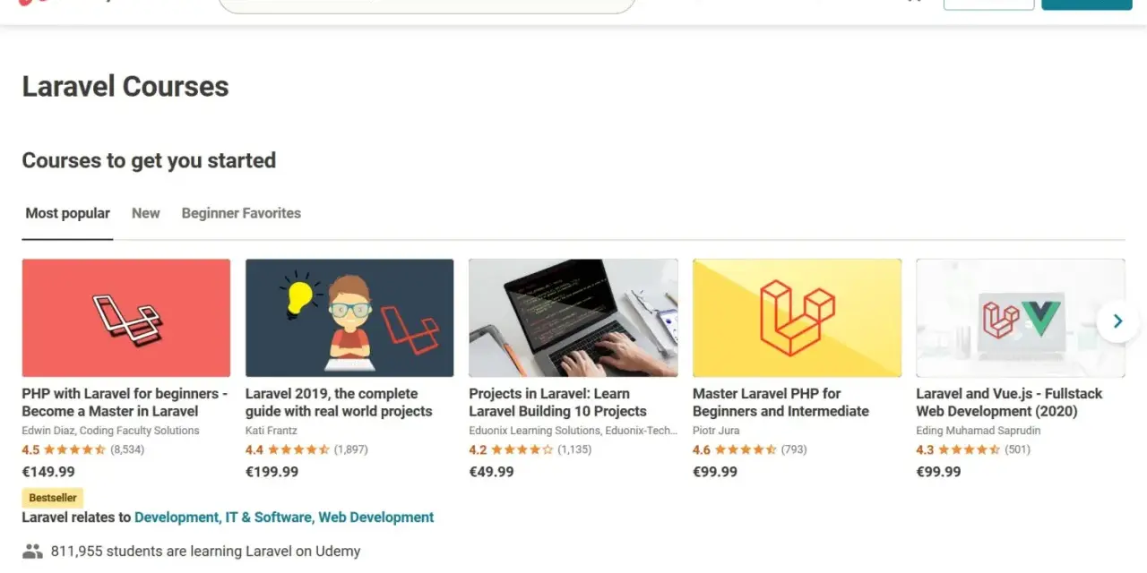 Laravel Kurse auf Udemy: Ein umfassendes Laravel Tutorial Deutsch für Anfänger und Fortgeschrittene.