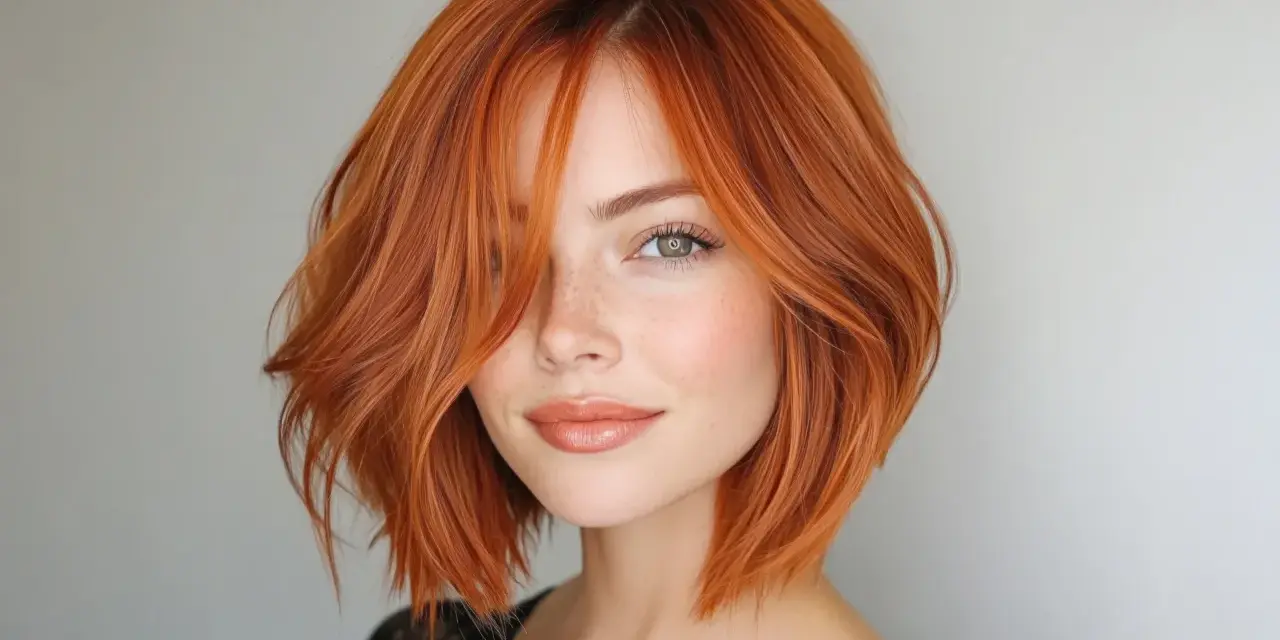 Cortes de pelo para dar volumen al pelo fino: un bob desfilado en tono cobrizo con capas sutiles que crean movimiento y cuerpo.